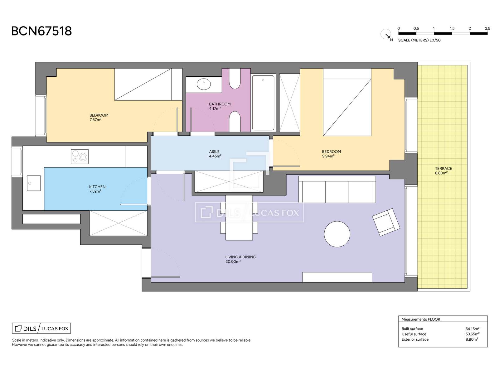 Appartamento a Barcelona, Spagna 2 camere da letto, 67 mq. N° 164890
