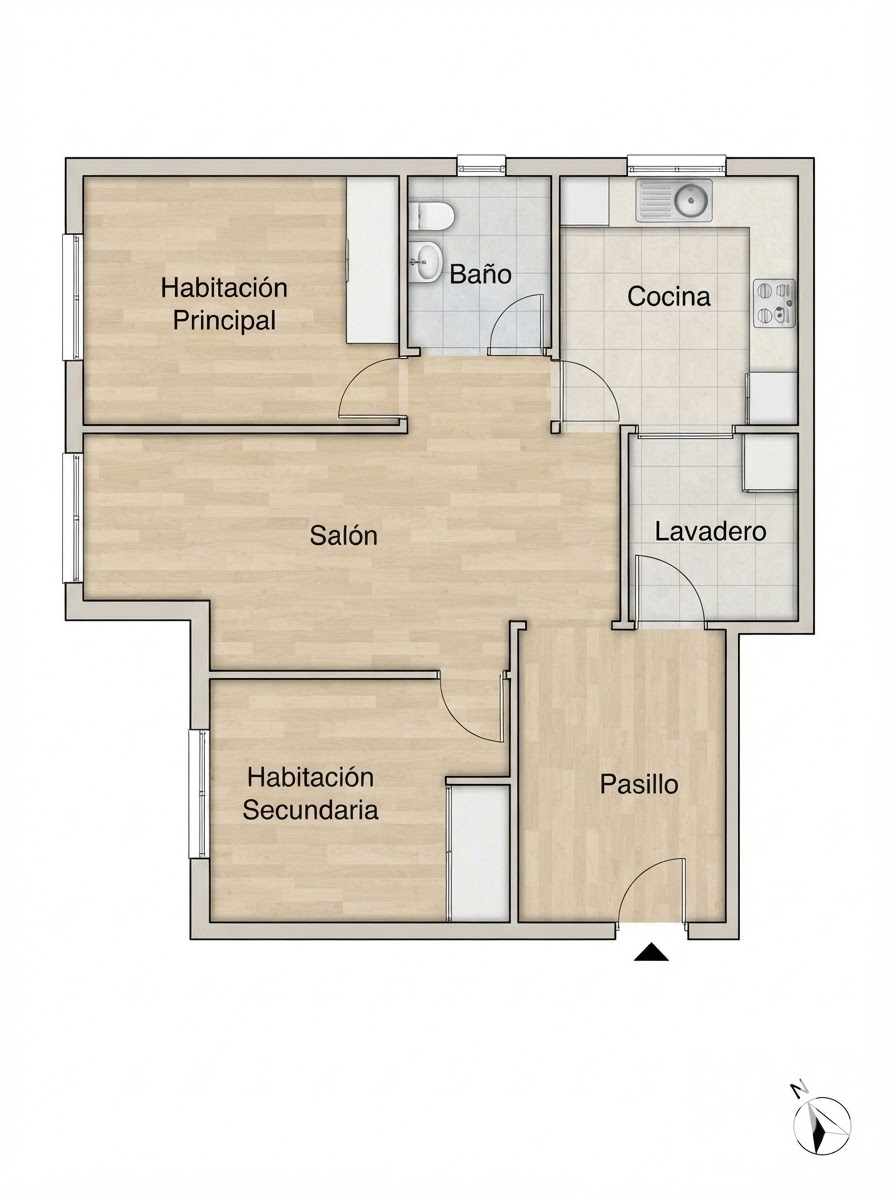 Wohnung in Malaga, Spanien 2 Schlafzimmer, 60 m2 Nr. 195804
