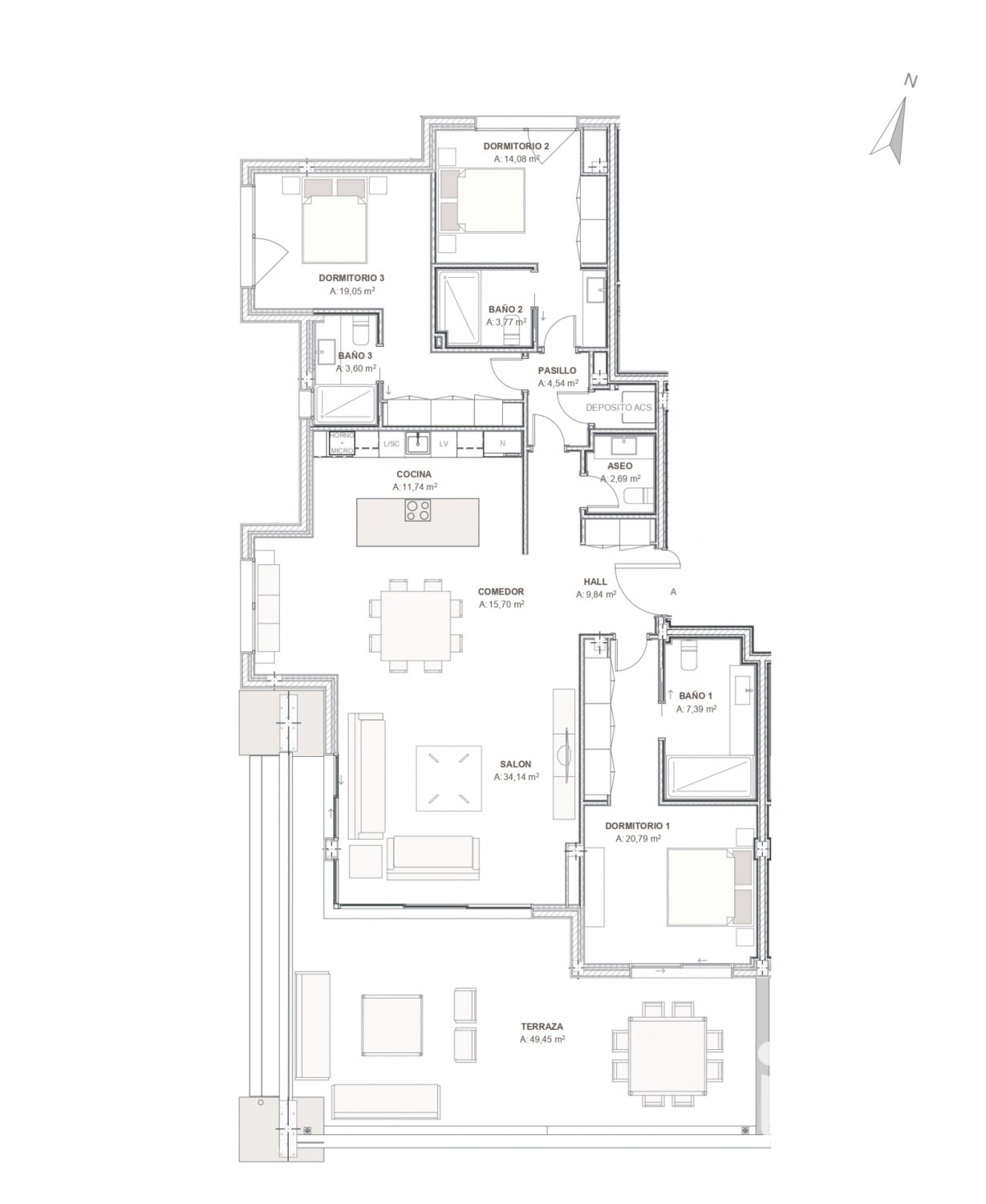 Appartamento a Estepona, Malaga, Spagna 3 camere da letto, 204.93 mq. N° 196612