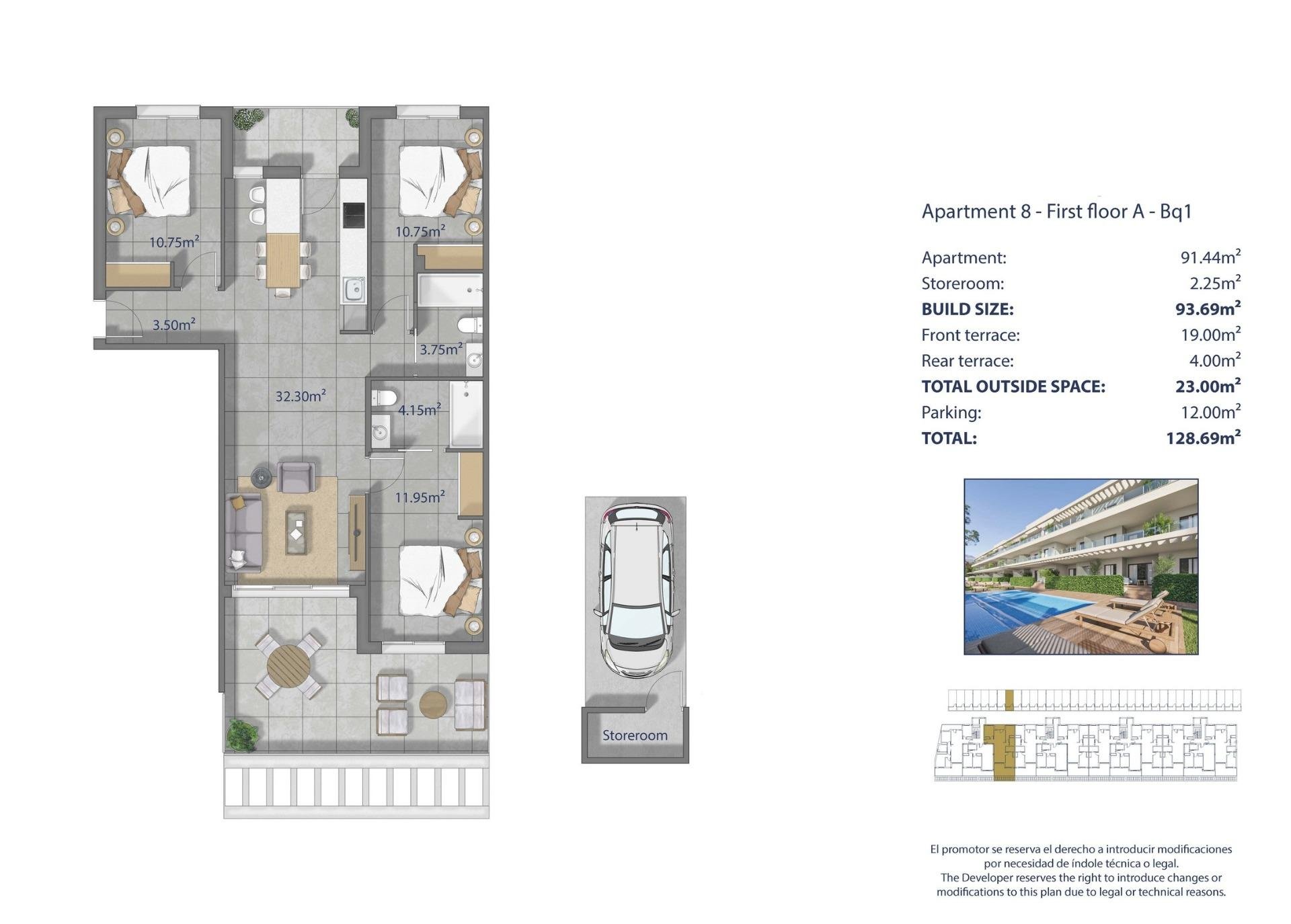 Apartment à Murcia, Espagne 3 chambres, 93 m2 No. 193382
