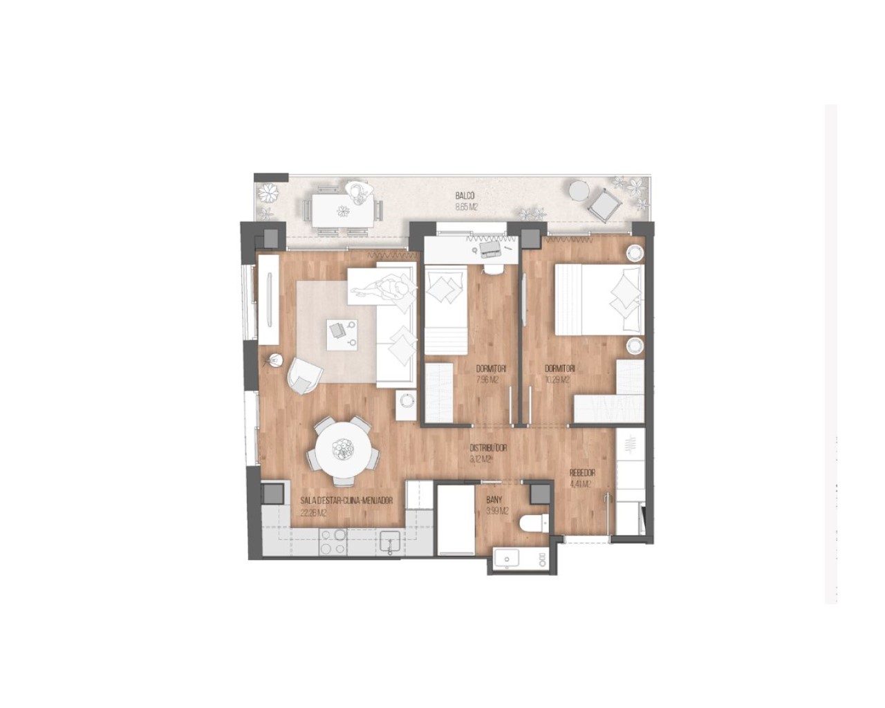 Apartament w Barcelona, Hiszpania 2 sypialnie, 61 mkw. nr 159427