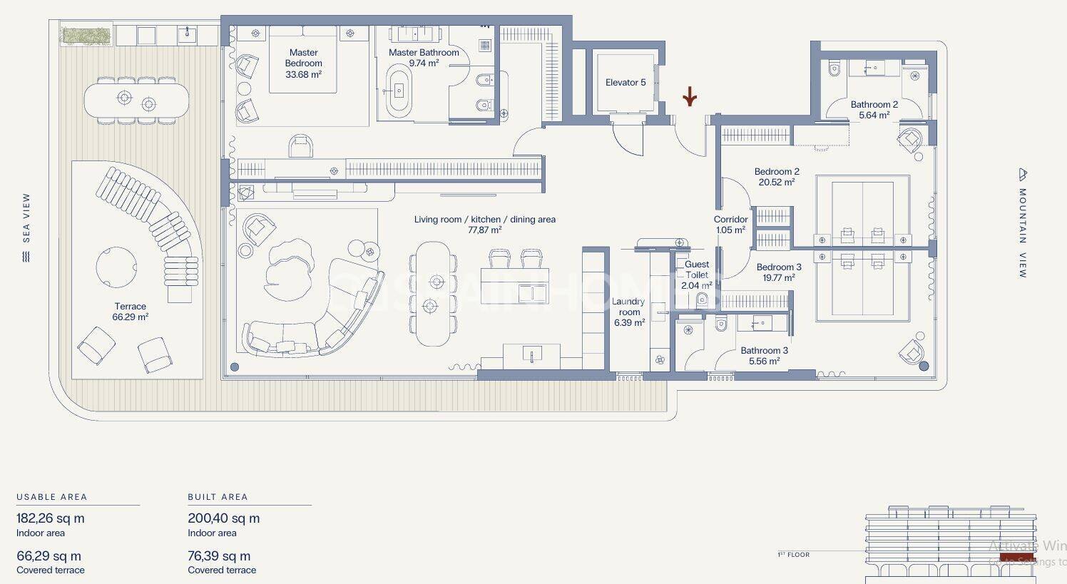 Apartamento en Estepona, Málaga, España 3 dormitorios, 168 m2 No. 191659