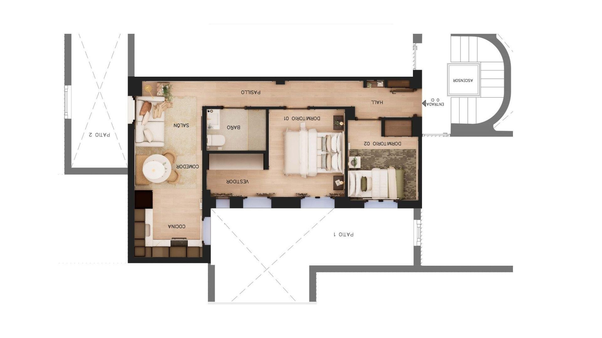 Apartamento en Madrid, España 2 dormitorios, 54 m2 No. 165804