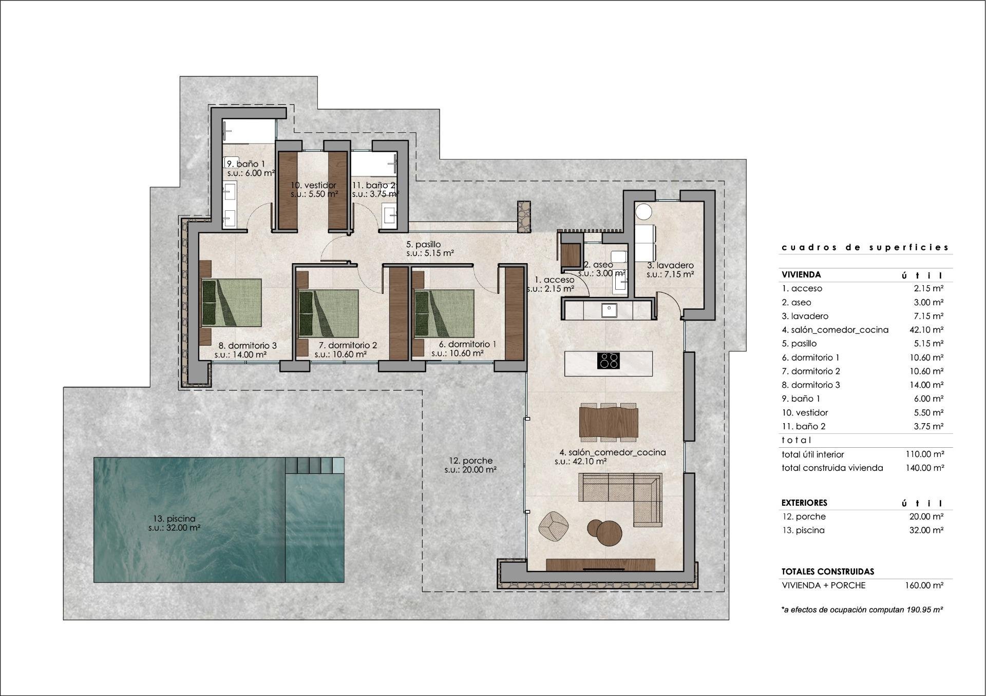 Huvila Pinoso, Alicante, Espanja 3 makuuhuonetta, 140 m2 No. 187429