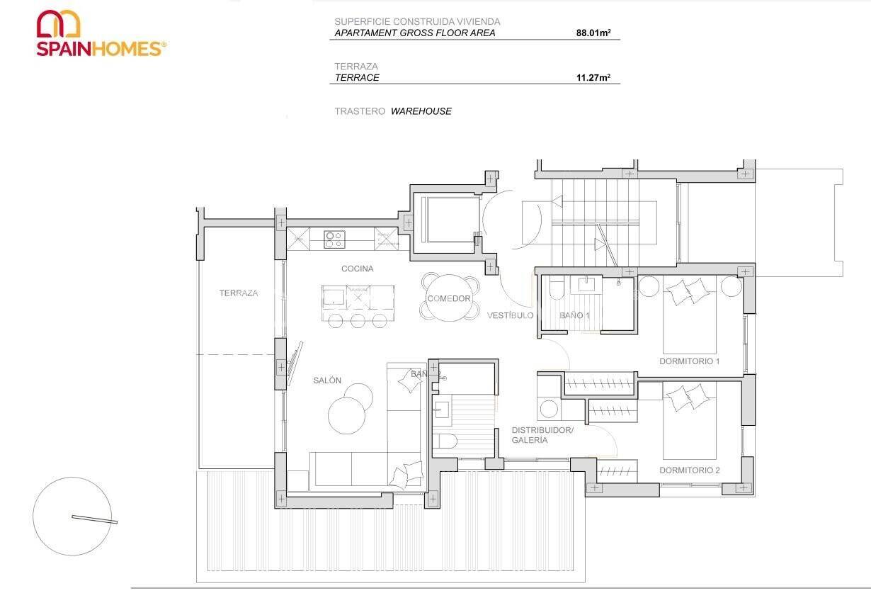 Penthouse à Torre-Pacheco, Murcia, Espagne 3 chambres, 112 m2 No. 73963