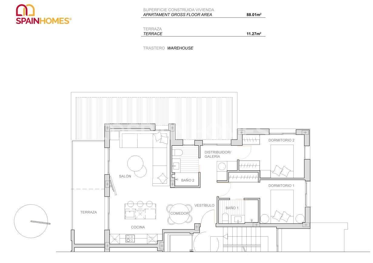 Penthouse à Torre-Pacheco, Murcia, Espagne 3 chambres, 112 m2 No. 73963