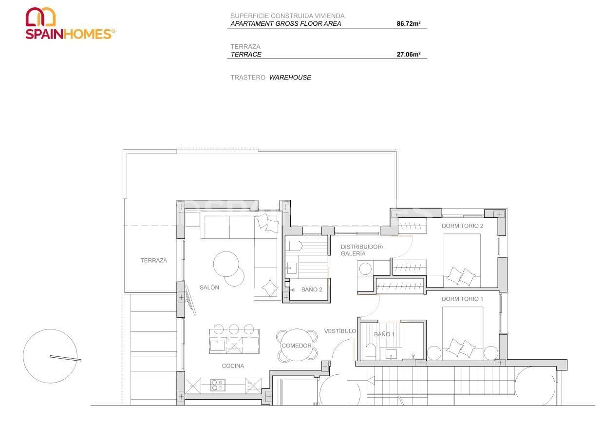 Penthouse à Torre-Pacheco, Murcia, Espagne 3 chambres, 112 m2 No. 73963