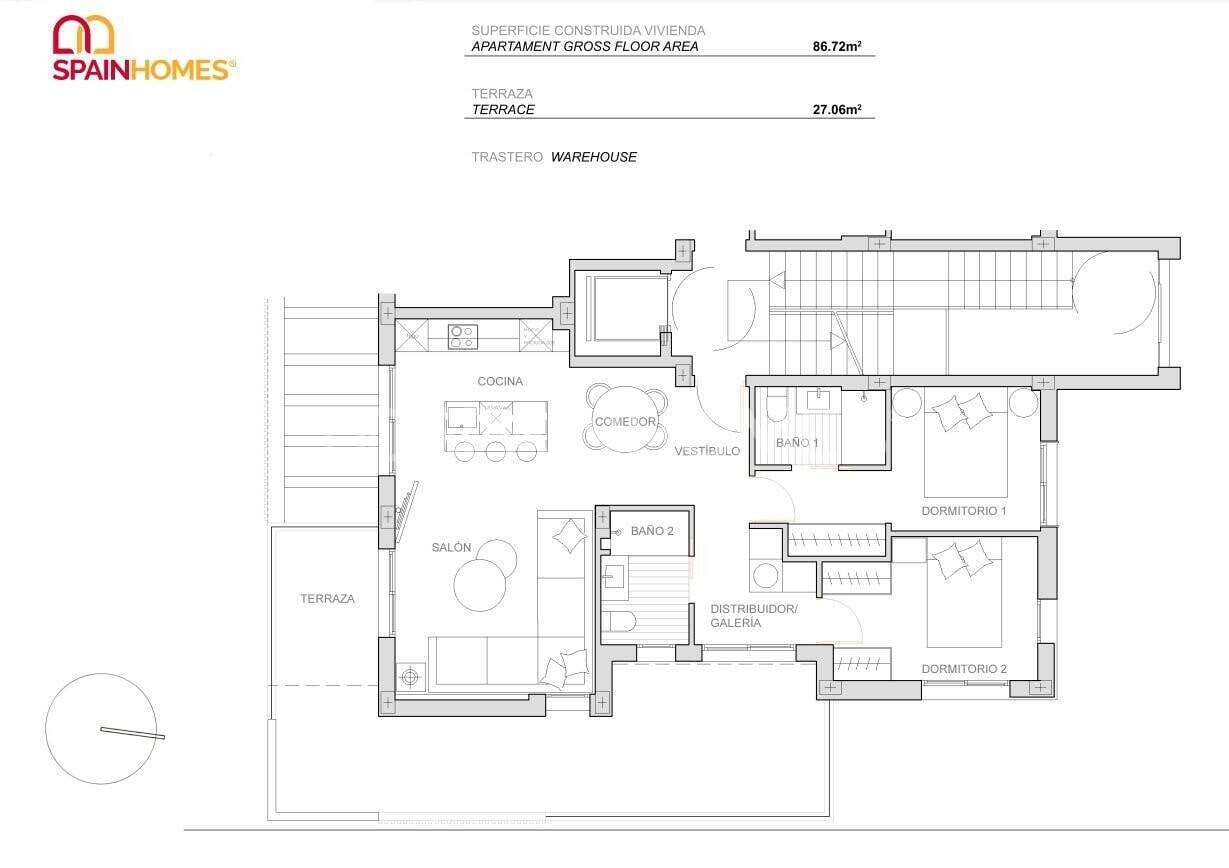 Penthouse à Torre-Pacheco, Murcia, Espagne 3 chambres, 112 m2 No. 73963