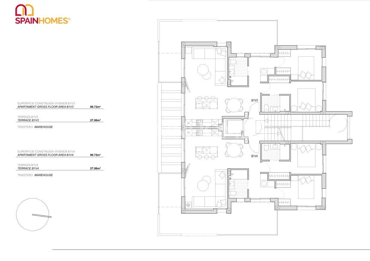 Penthouse à Torre-Pacheco, Murcia, Espagne 3 chambres, 112 m2 No. 73963