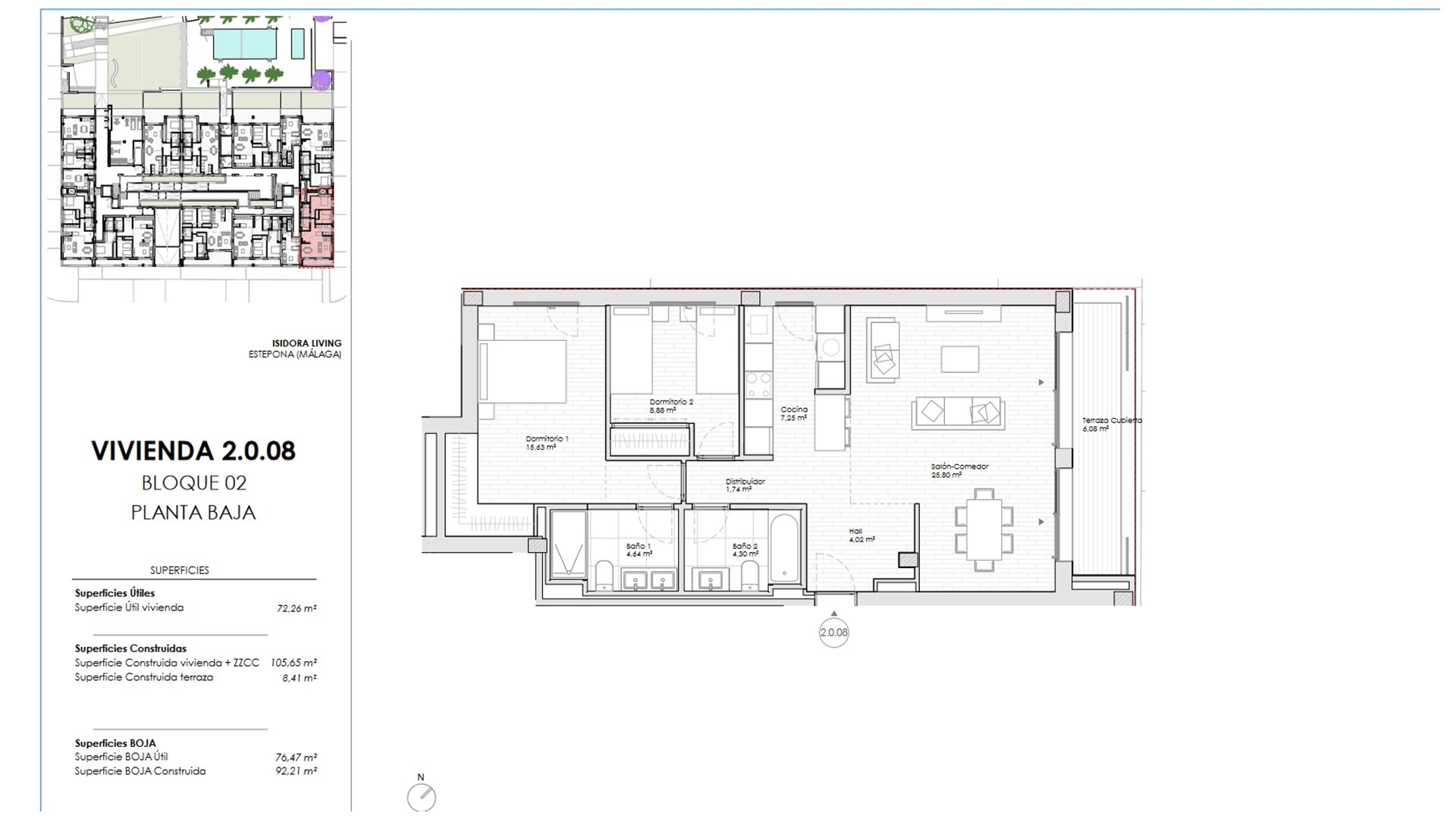Appartamento in Isidora Living, Malaga, Spagna 2 camere da letto, 102.64 mq. N° 73293