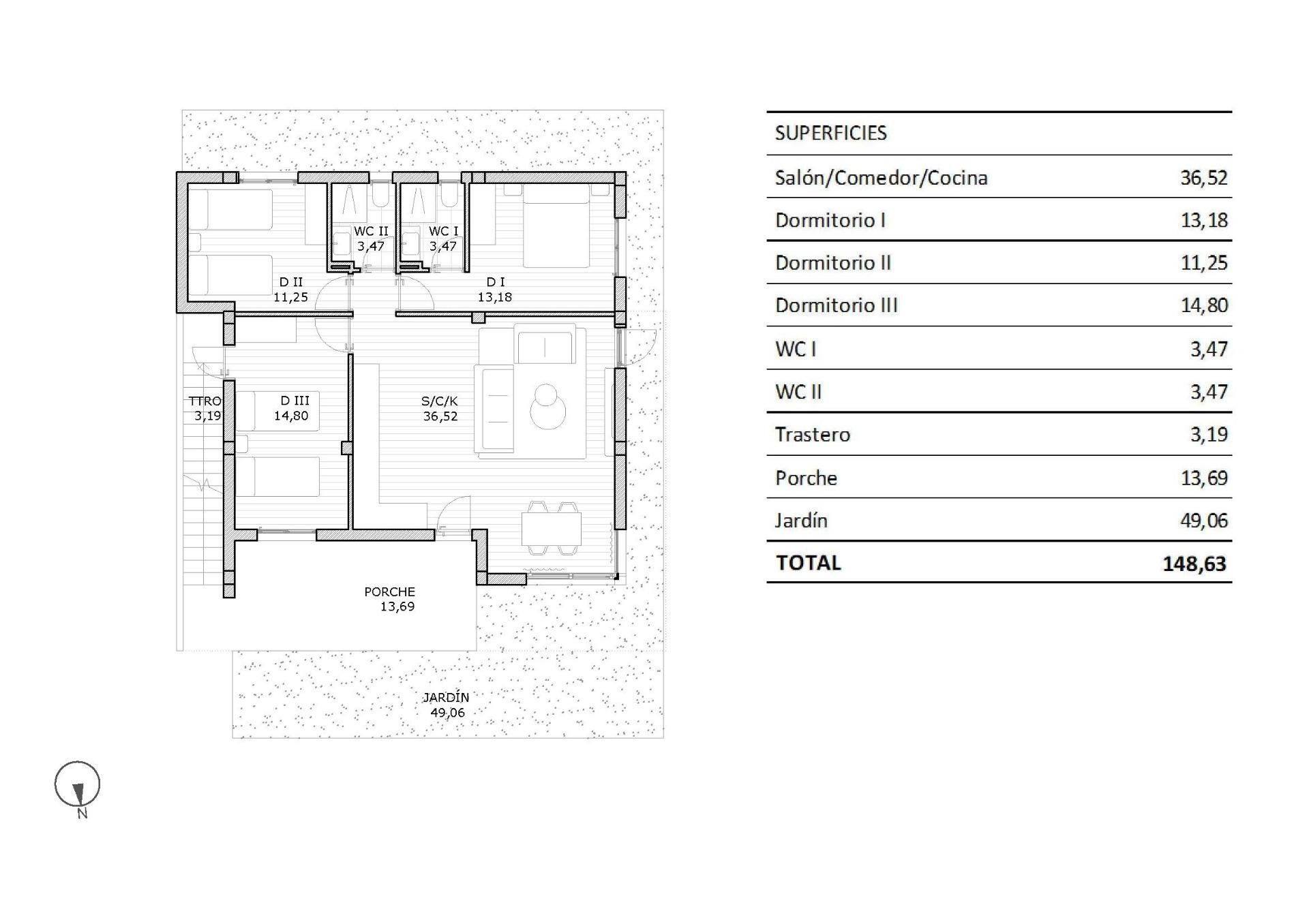 Bungalow en San Miguel de Salinas, Alicante, España 3 dormitorios, 82 m2 No. 103321