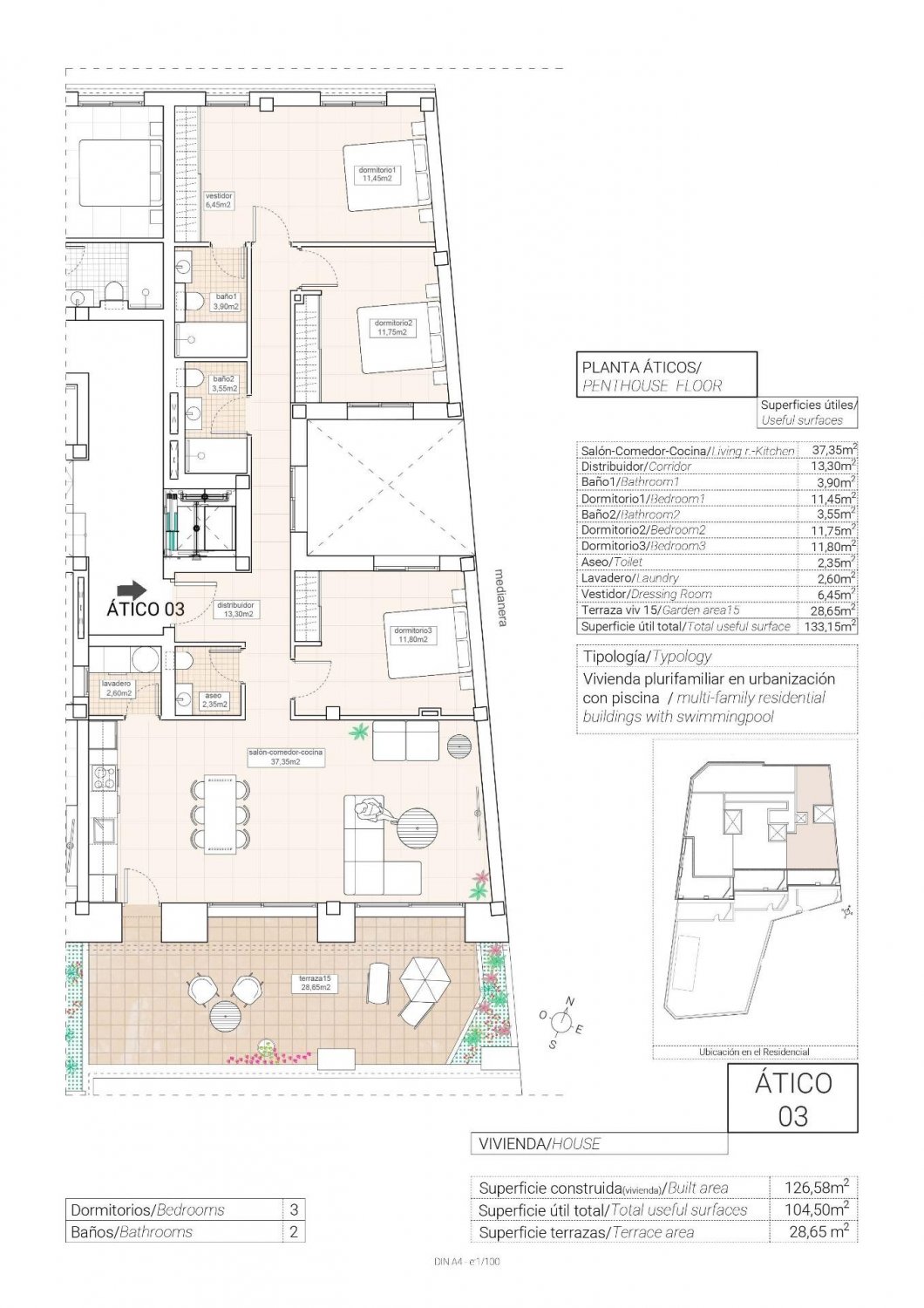 Penthouse à Hondon De Las Nieves, Alicante, Espagne 3 chambres, 126 m2 No. 113664