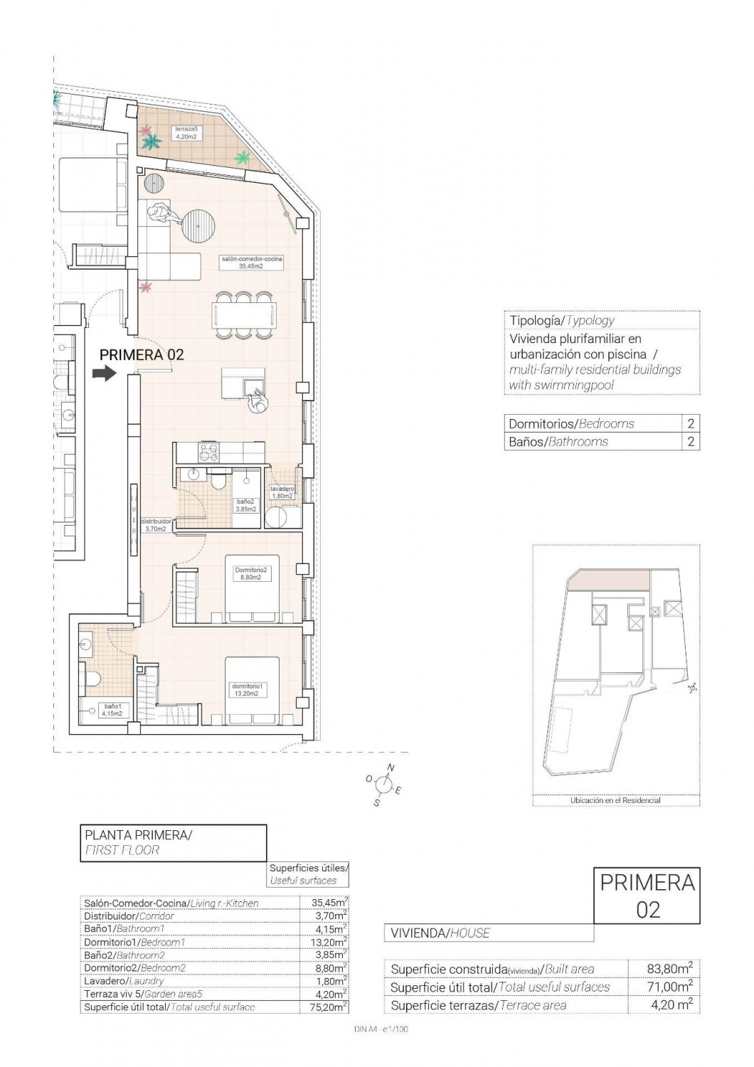 Lägenhet i Hondon De Las Nieves, Alicante, Spanien 2 sovrum, 83 kvm. Nr. 113667