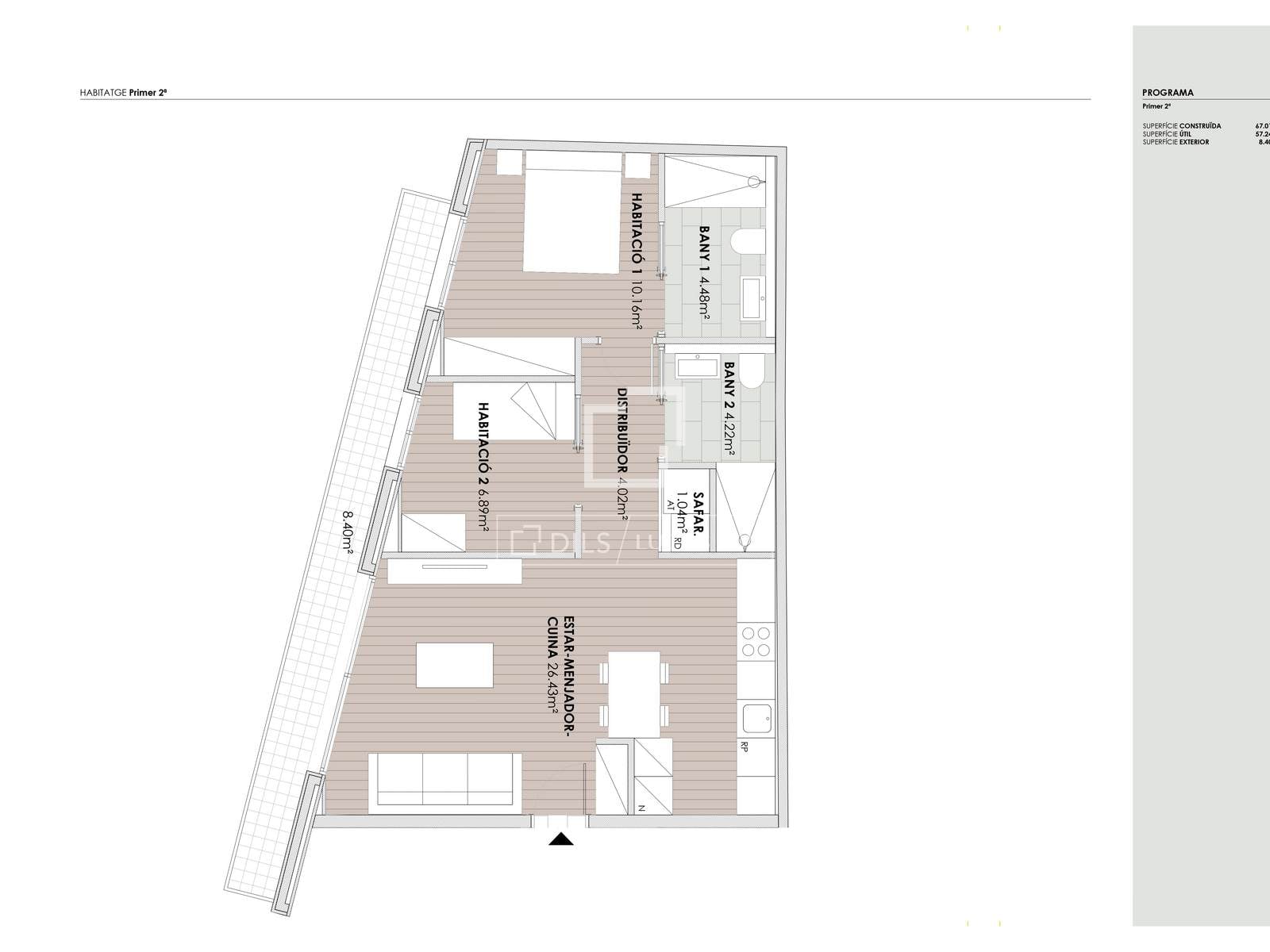 Wohnung in Barcelona, Spanien 2 Schlafzimmer, 67 m2 Nr. 150976
