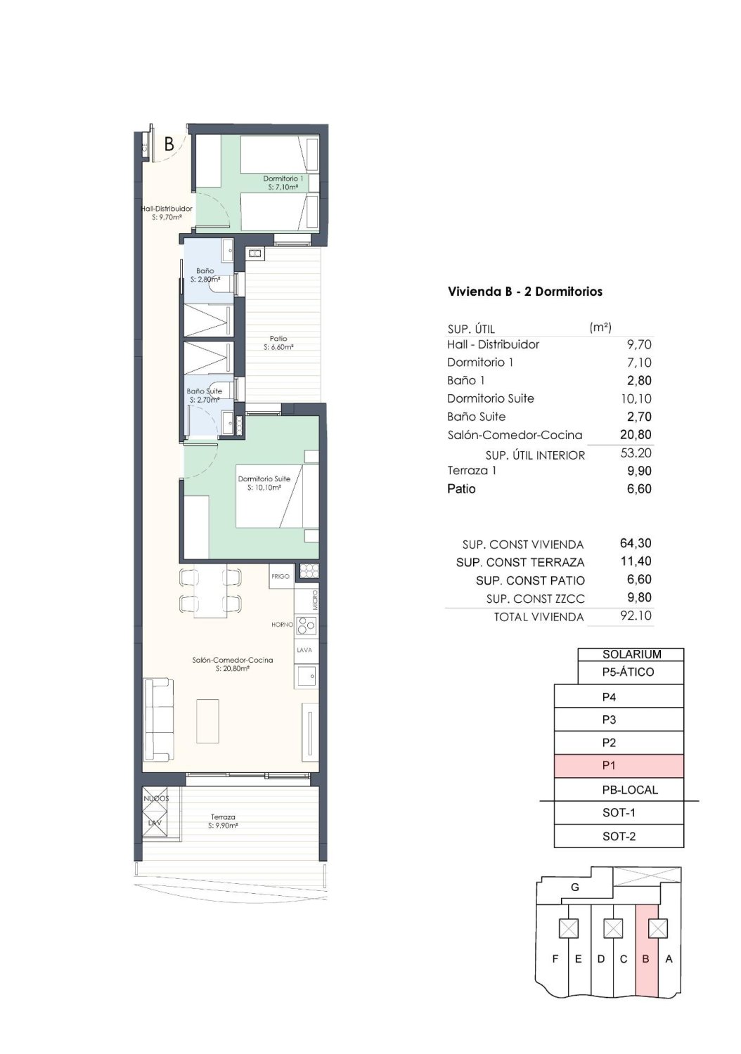 Lägenhet i Torrevieja, Alicante, Spanien 2 sovrum, 64 kvm. Nr. 165301