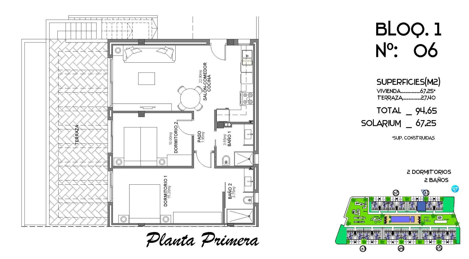 Bungalow w Algorfa, Alicante, Hiszpania 2 sypialnie, 67 mkw. nr 111224