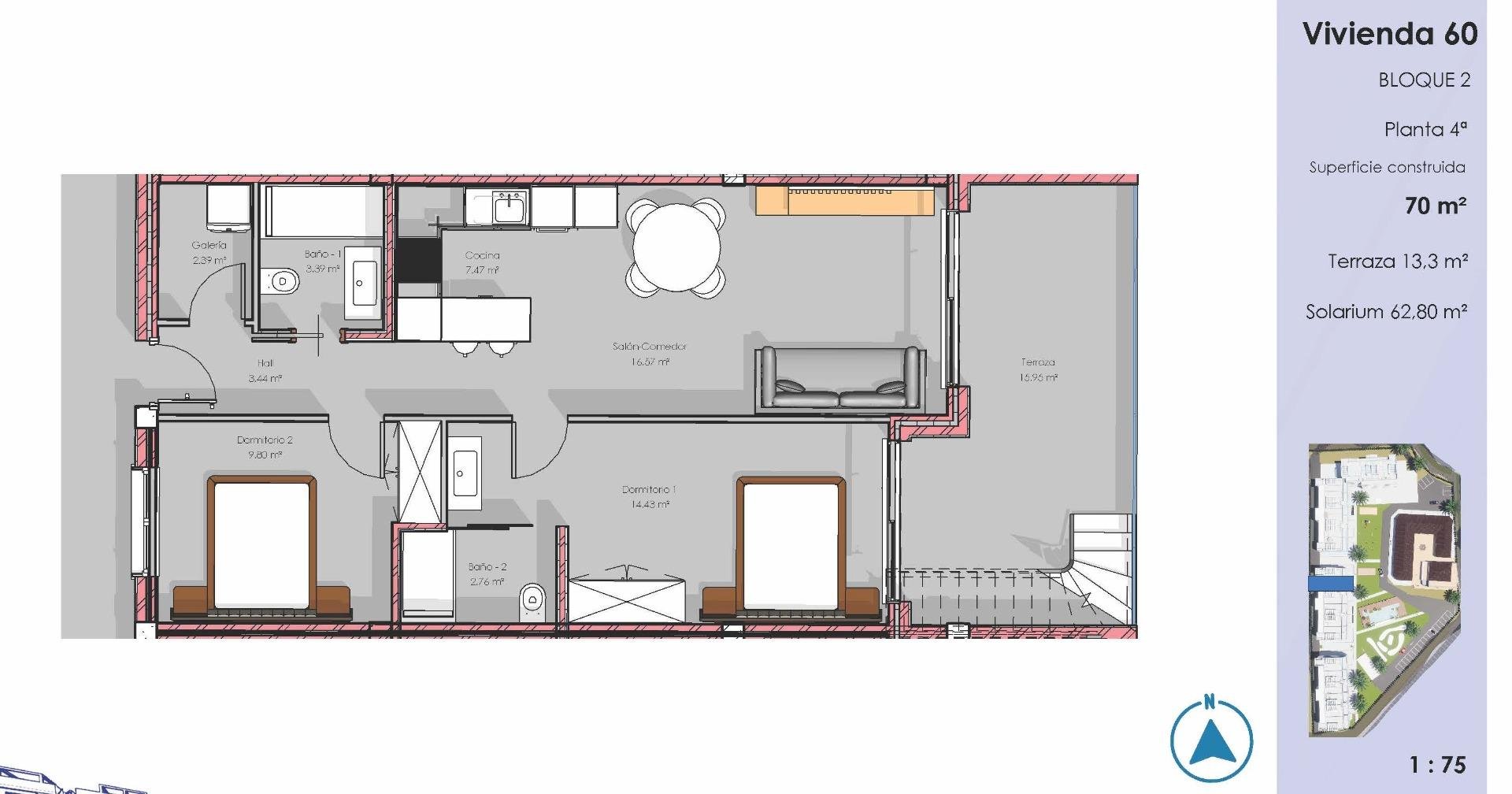 Appartamento a Guardamar del Segura, Alicante, Spagna 2 camere da letto, 65 mq. N° 180208