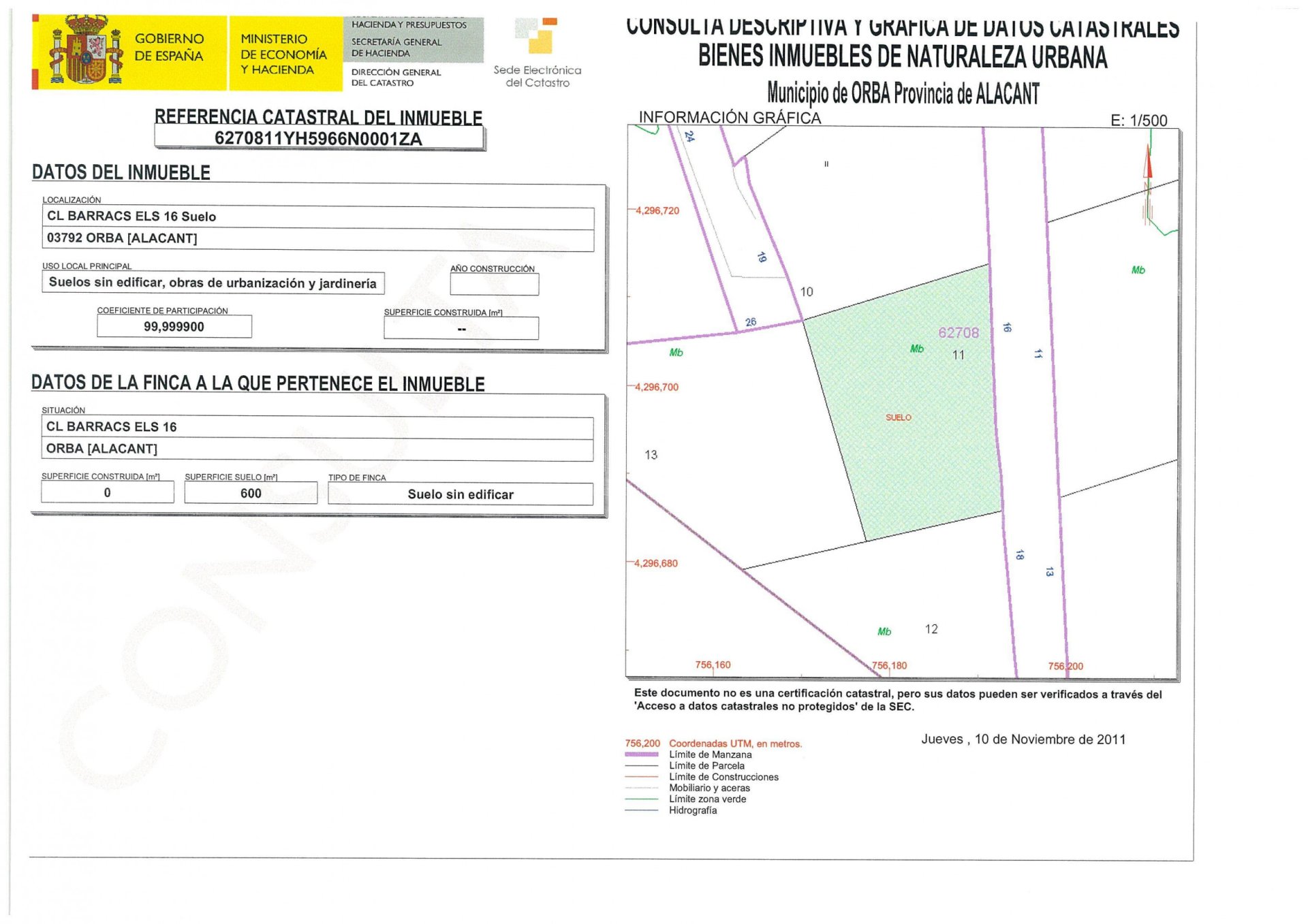 Land plot in Orba, Alicante, Spain No. 183959