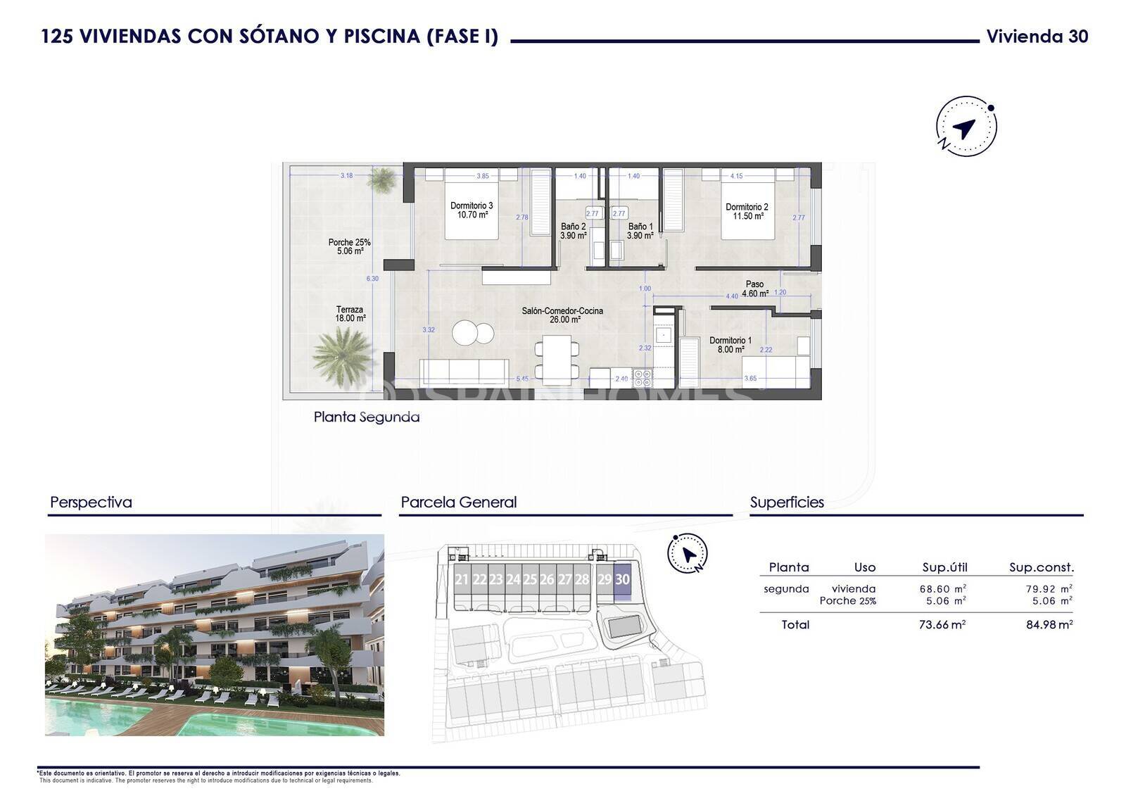 Wohnung in San Pedro del Pinatar, Murcia, Spanien 3 Schlafzimmer, 70 m2 Nr. 144607