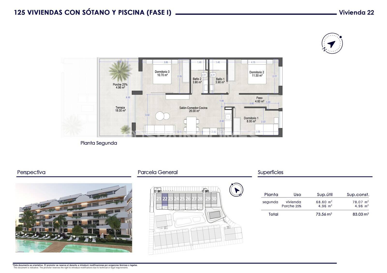 Wohnung in San Pedro del Pinatar, Murcia, Spanien 3 Schlafzimmer, 70 m2 Nr. 144607