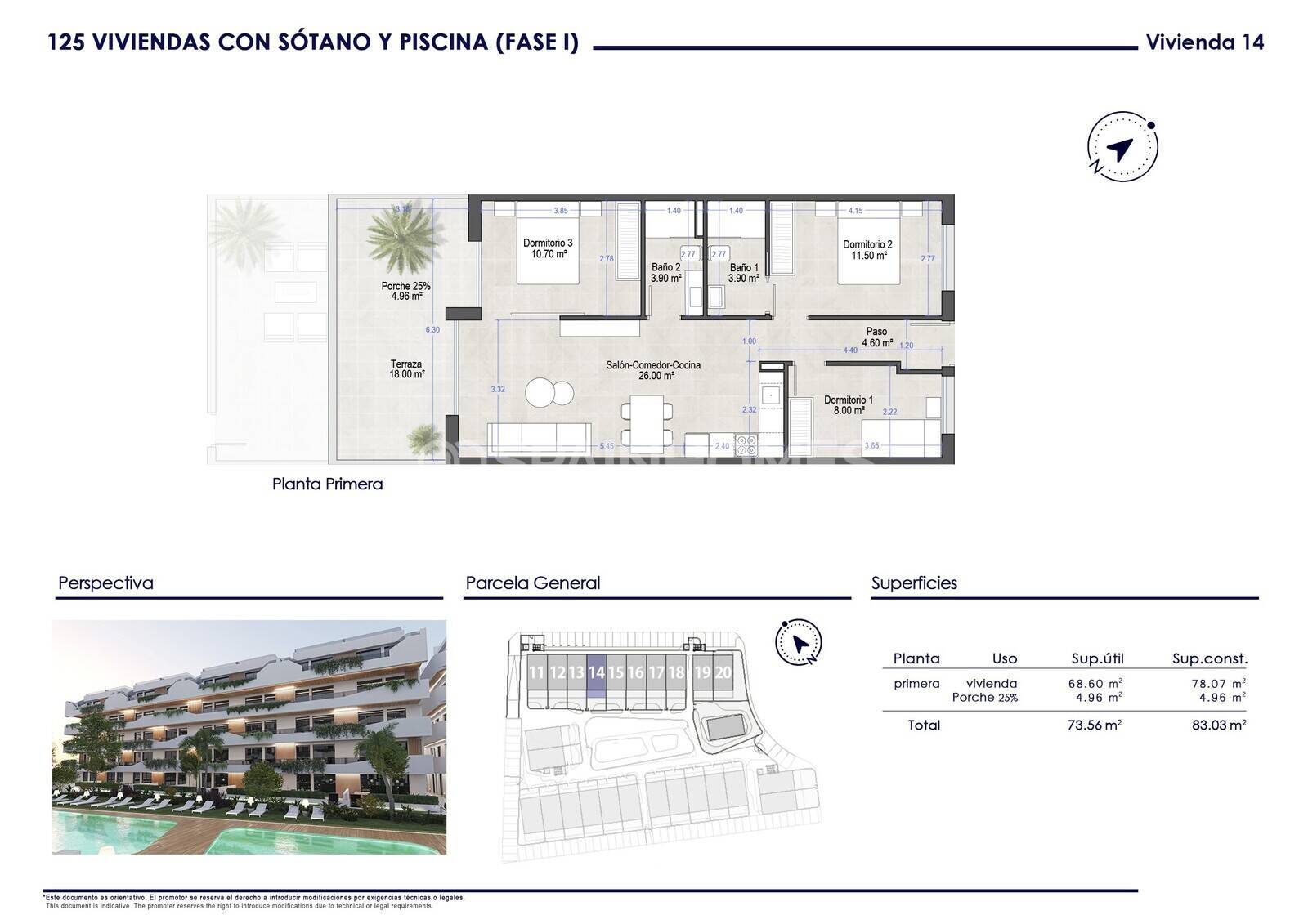 Wohnung in San Pedro del Pinatar, Murcia, Spanien 3 Schlafzimmer, 70 m2 Nr. 144607