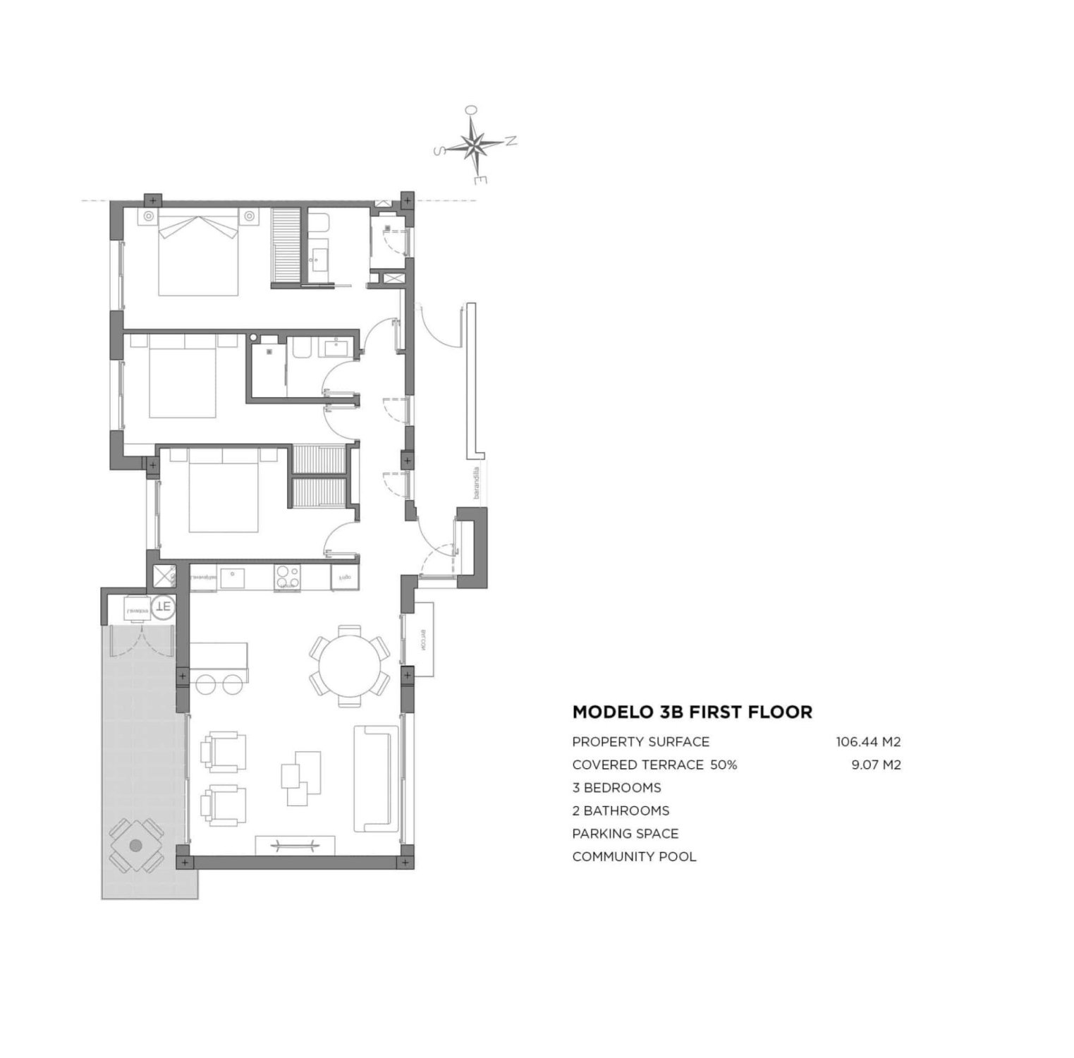 Apartamento en Murcia, España 3 dormitorios, 106 m2 No. 188947
