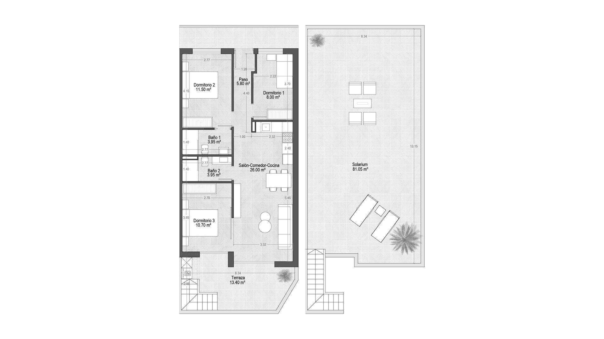 Penthauss VILLAMAR TOURISTIC APARTMENTS VII, Santiago de la Ribera, Murcia, Spānijā 3 istabas, 70 m2 Nr. 178360