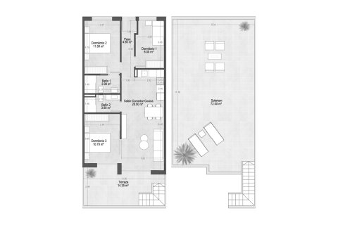 Layout 3 bedroom, 68.6 sq.m in VILLAMAR TOURISTIC APARTMENTS VII in Santiago de la Ribera, Spain №178219