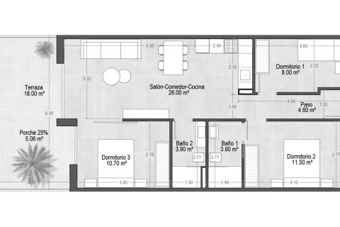 Layout 3 bedroom, 73.66 sq.m in VILLAMAR TOURISTIC APARTMENTS VII in Santiago de la Ribera, Spain №178218