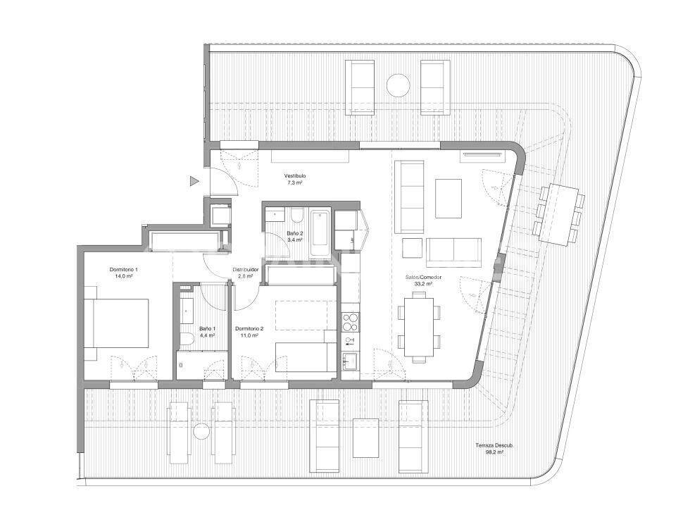 Penthauss Torremolinos, Malaga, Spānijā 2 istabas, 77 m2 Nr. 164835