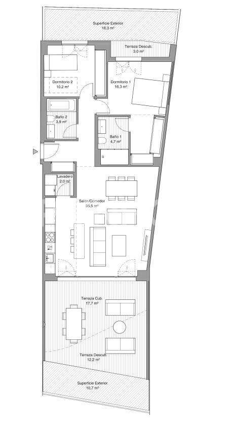 Penthauss Torremolinos, Malaga, Spānijā 2 istabas, 77 m2 Nr. 164835