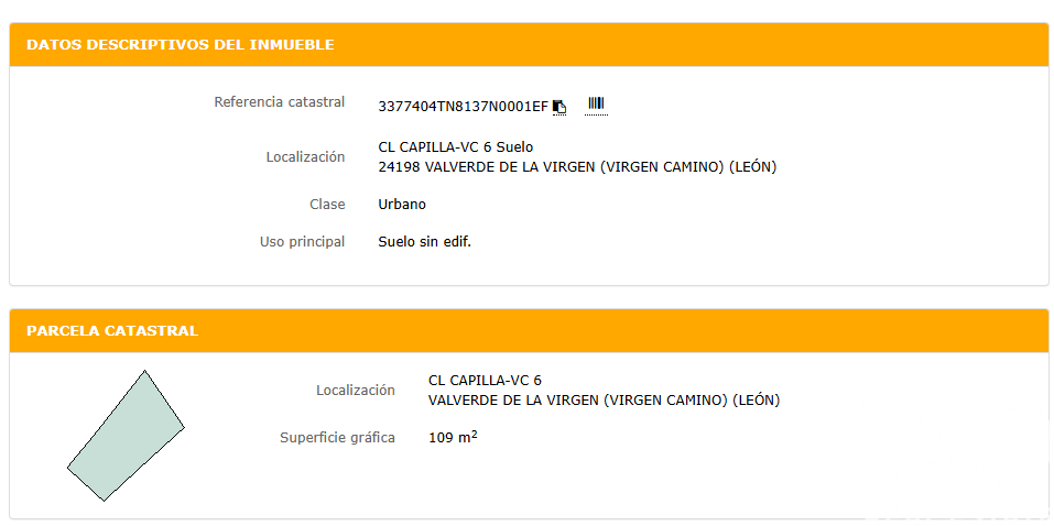 Land plot in Valverde de la Virgen, Leon, Spain 109 sq.m. No. 185108
