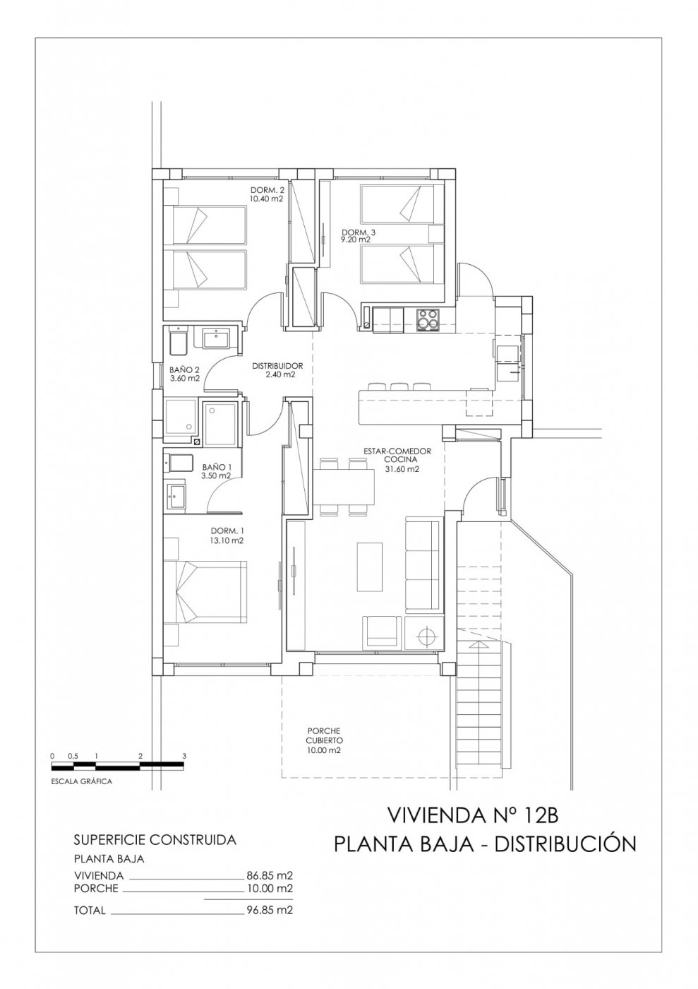 Bungalow in San Miguel de Salinas, Alicante, Spanien 3 Schlafzimmer, 92 m2 Nr. 193569