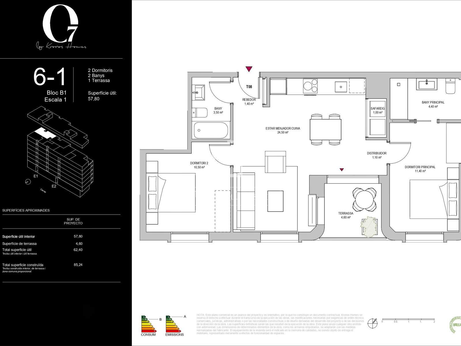 Appartamento a Barcelona, Spagna 2 camere da letto, 72 mq. N° 194299