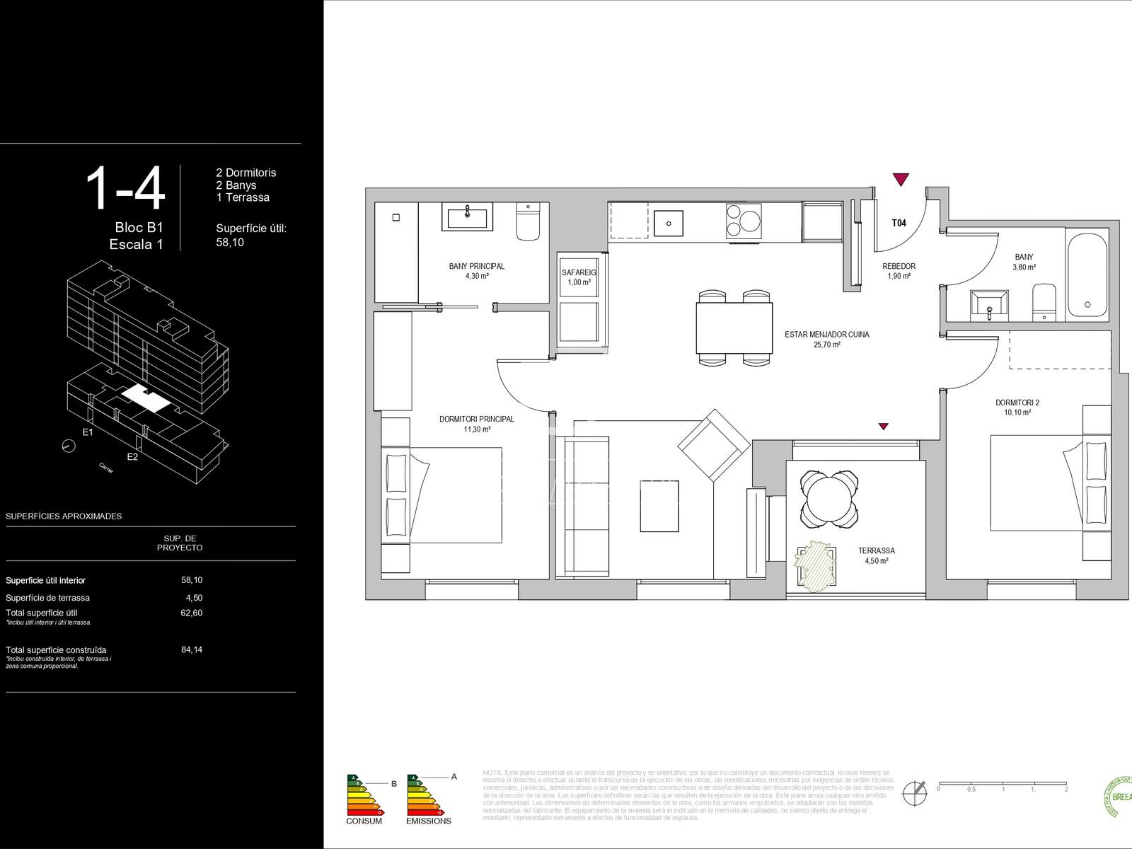 Apartament w Barcelona, Hiszpania 2 sypialnie, 70 mkw. nr 194302