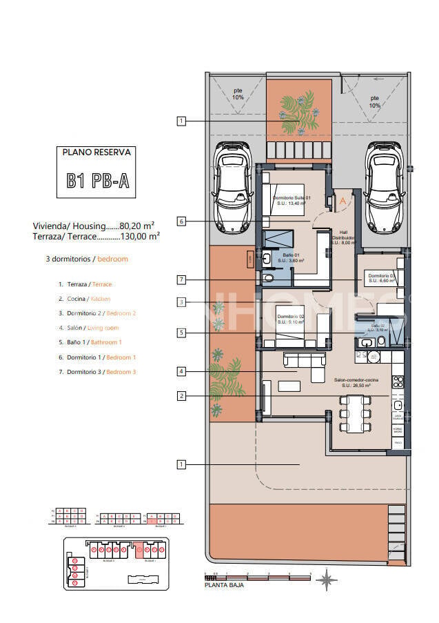 Apartamento en Los Alcázares, Murcia, España 3 dormitorios, 81 m2 No. 161096