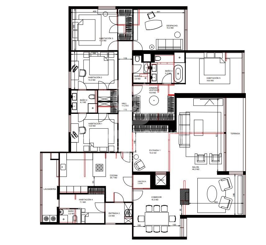 Apartamento en Barcelona, España 5 dormitorios, 280 m2 No. 160096