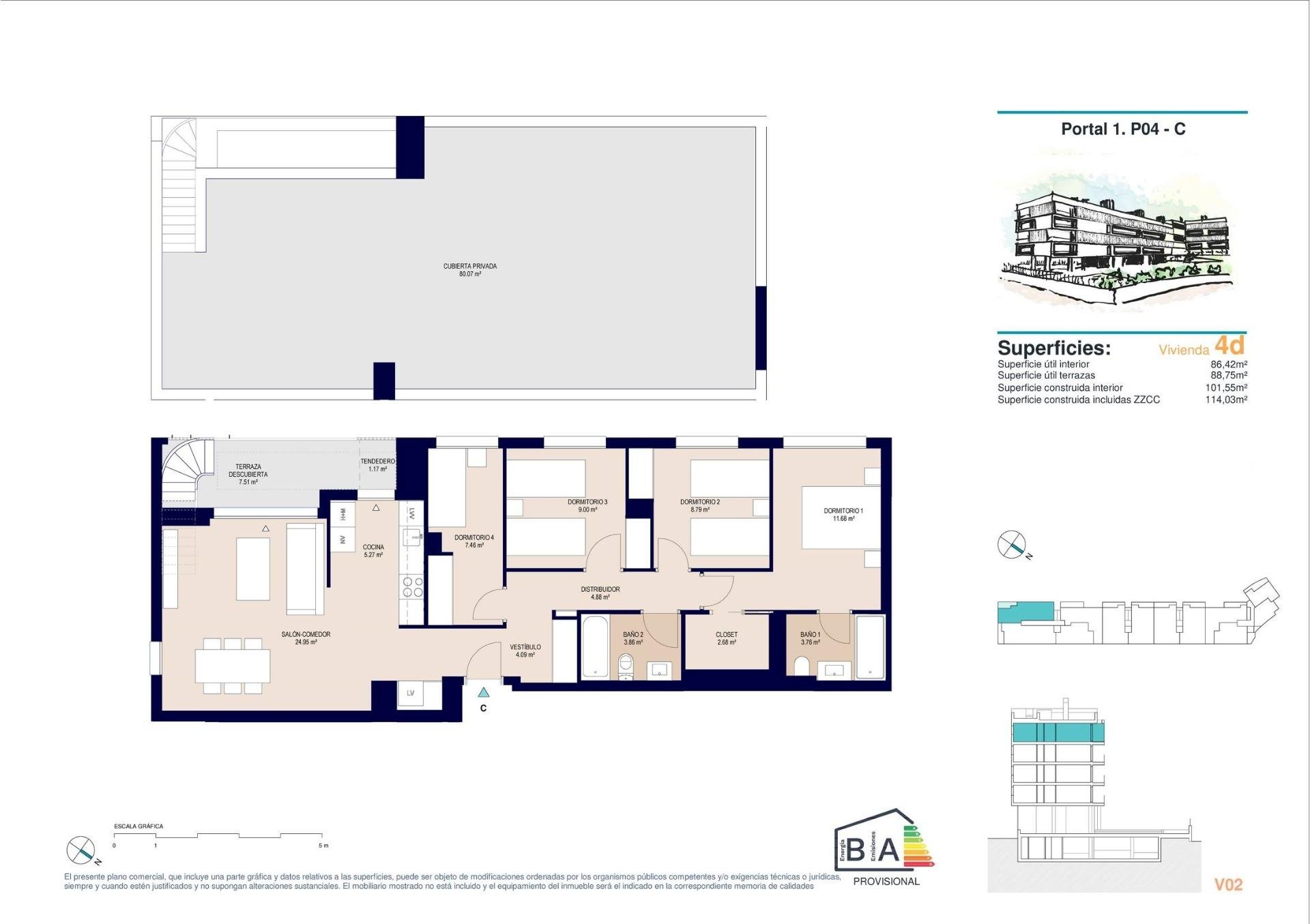 Apartment in Alicante, Spain 4 bedrooms, 114 sq.m. No. 191056