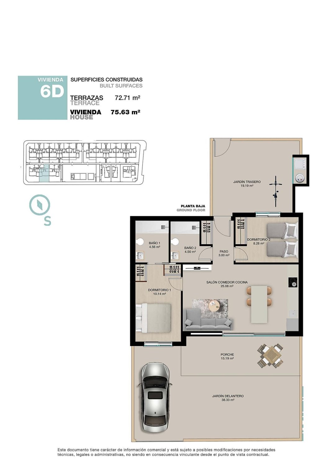 Bungalow i Pilar de la Horadada, Alicante, Spanien 2 sovrum, 75 kvm. Nr. 139420