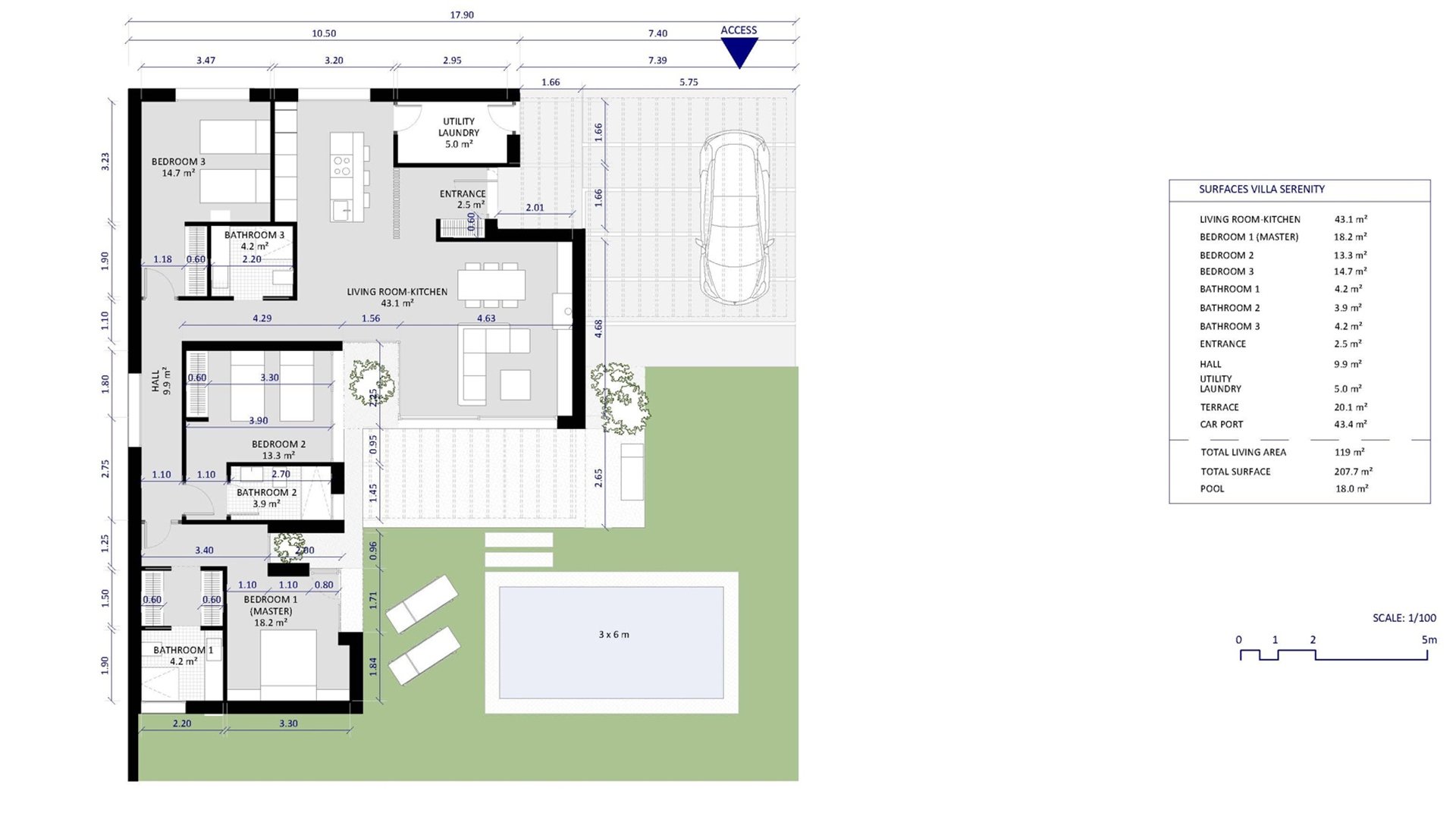 Villa i Murcia, Spanien 3 sovrum, 119 kvm. Nr. 67701