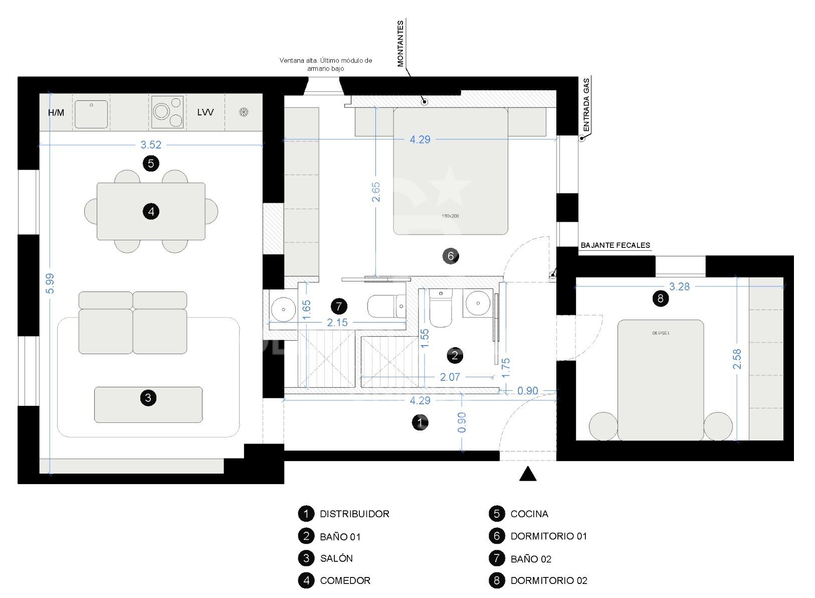 Huoneisto Madrid, Espanja 2 makuuhuonetta, 68 m2 No. 157196