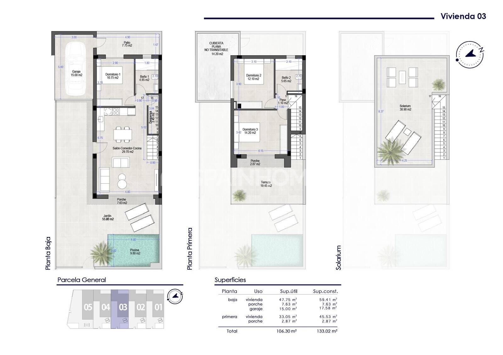 Villa à San Pedro del Pinatar, Murcia, Espagne 3 chambres, 133 m2 No. 144641