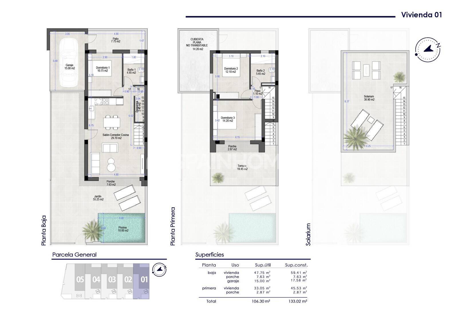 Villa à San Pedro del Pinatar, Murcia, Espagne 3 chambres, 133 m2 No. 144641
