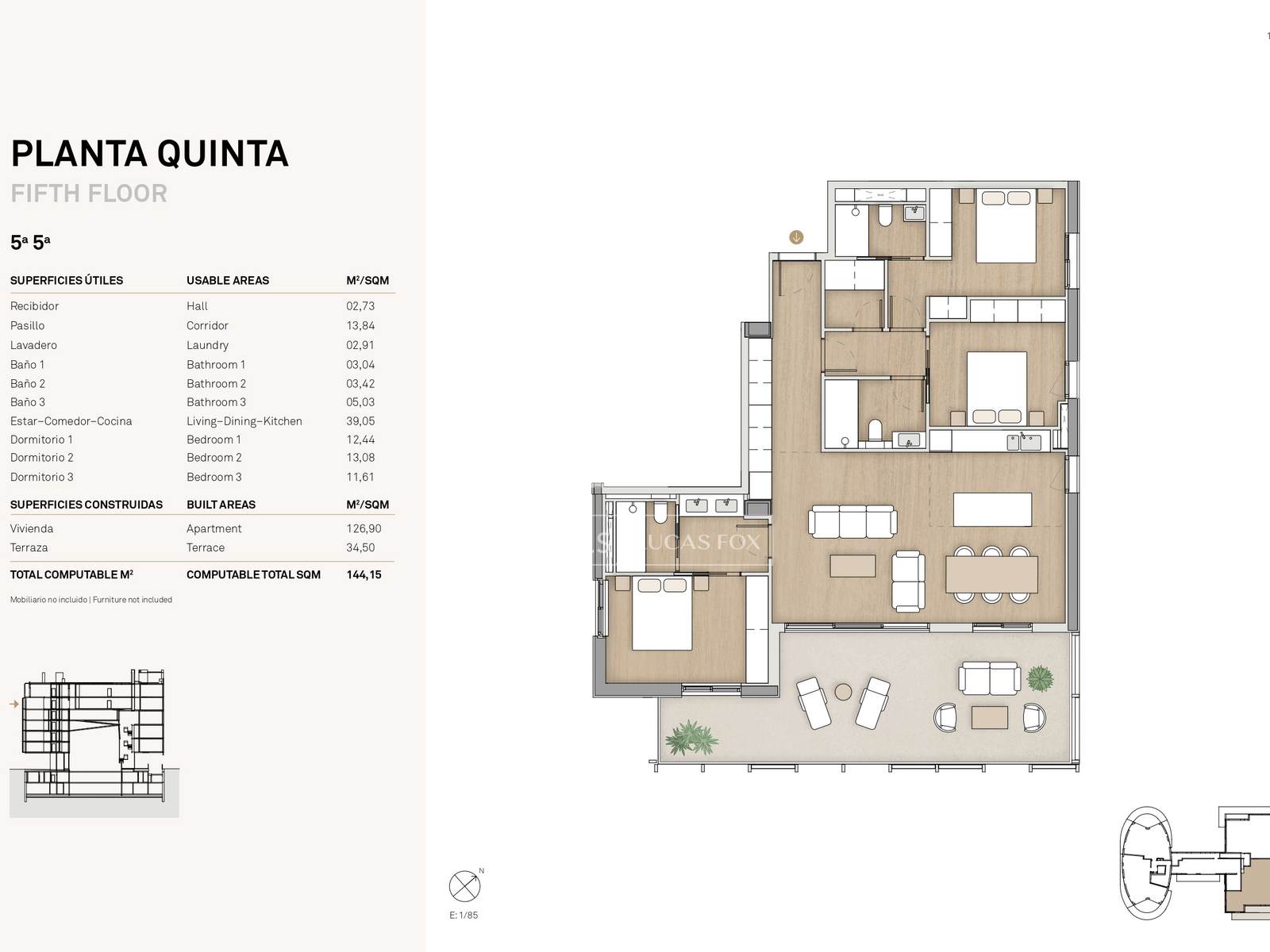 Apartment à Barcelona, Espagne 3 chambres, 126 m2 No. 150756