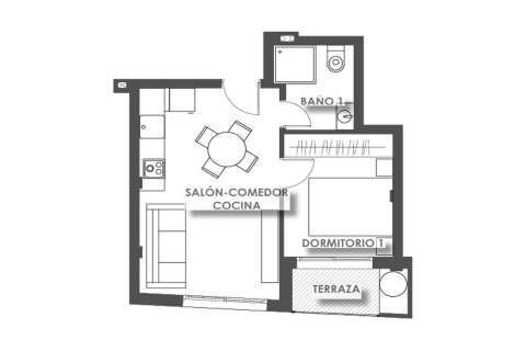 Layout 1 bedroom, 38 sq.m in EDIFICIO ANTONELLA in Torrevieja, Costa Blanca, Spain №177969