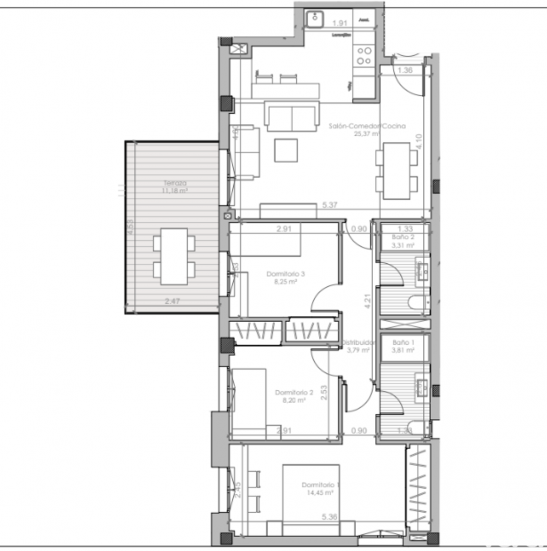 Apartamento en Mijas, Málaga, España 3 dormitorios, 75 m2 No. 153455