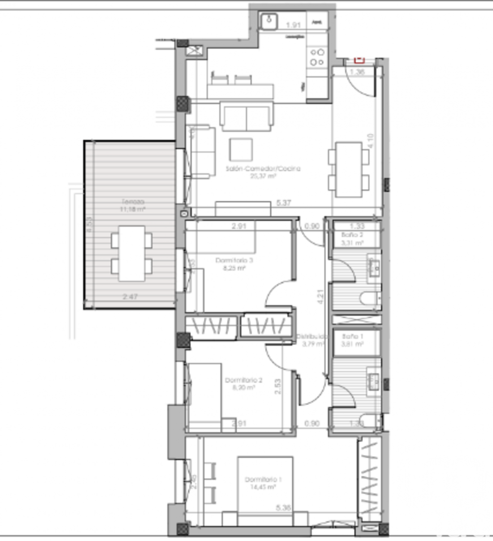 Apartamento en Mijas, Málaga, España 3 dormitorios, 75 m2 No. 153455
