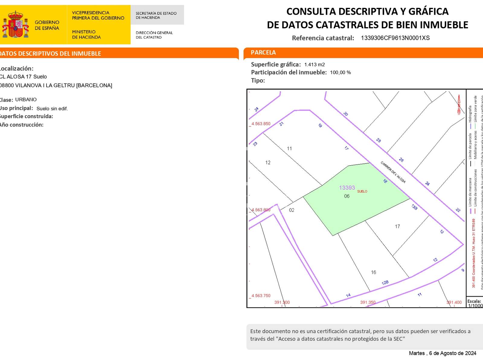 Terreno a Vilanova i la Geltru, Barcelona, Spagna 1413 mq. N° 192817