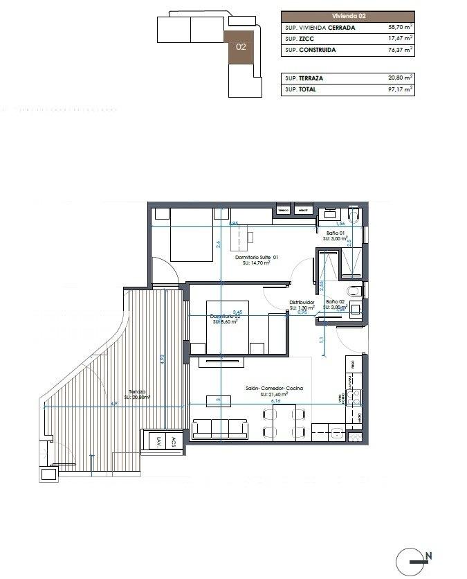 Dzīvoklis Guardamar del Segura, Alicante, Spānijā 2 istabas, 76 m2 Nr. 133927
