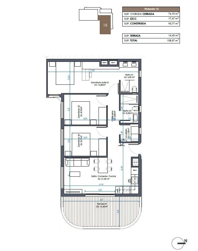 Apartament w Guardamar del Segura, Alicante, Hiszpania 3 sypialnie, 93 mkw. nr 133924